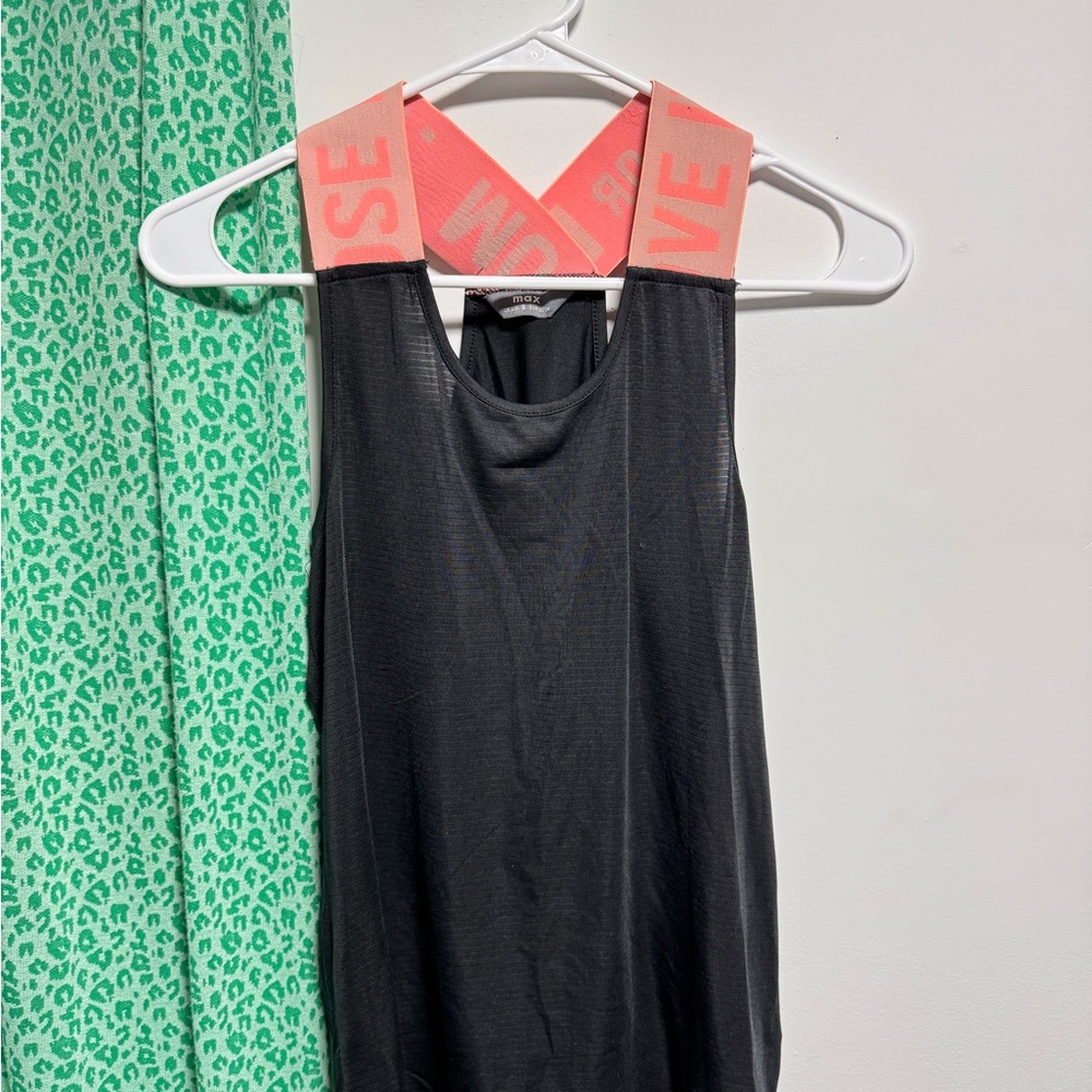 Stylish Sporty Black Tank Top with Orange Straps